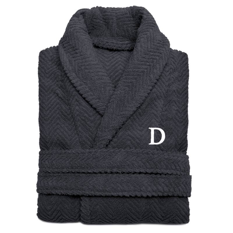 Authentic Hotel and Spa Turkish Cotton Charcoal Monogrammed Unisex Bath Robe - S/M - D