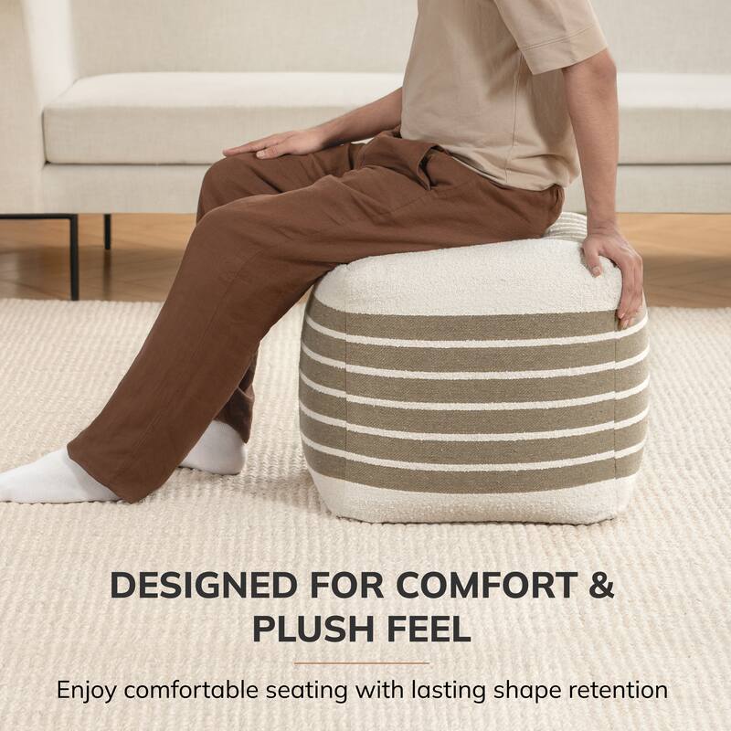 Jani 20-inch Ottoman Pouf - Handcrafted Handmade Ottoman for Seating, Footrest, Home Decor for Living Room, Bedroom