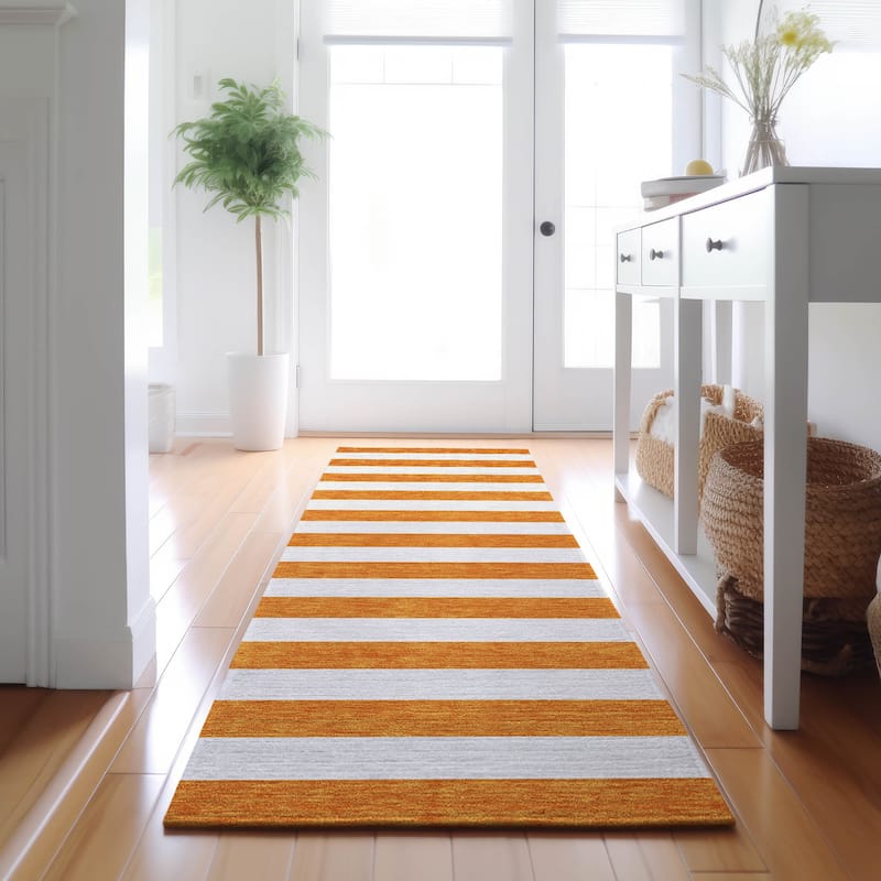 Premium Washable Super Soft Cabana Stripe Mayfield Rug - Orange - 2' 3" x 7' 6" - Runner