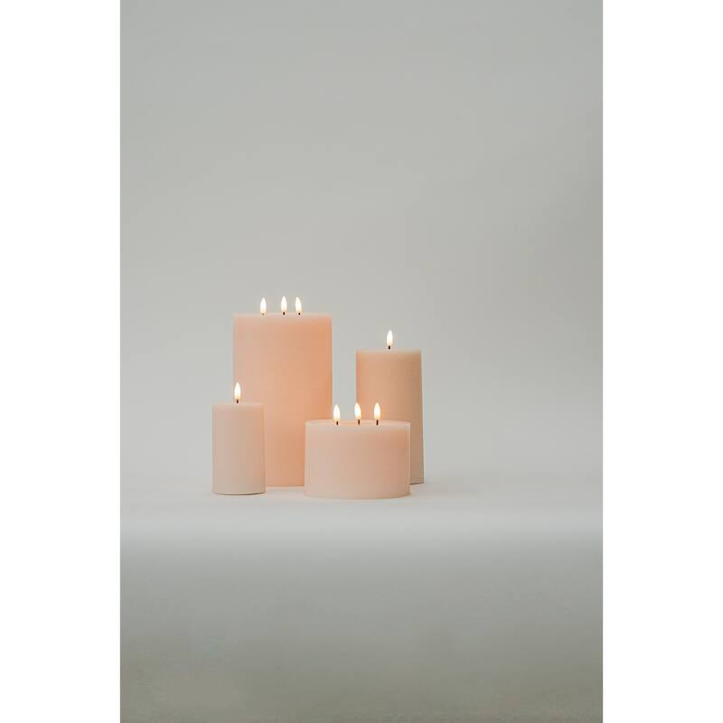 Large 3 Wicked LED Flameless Pillar Candle - 9.75" - Pink