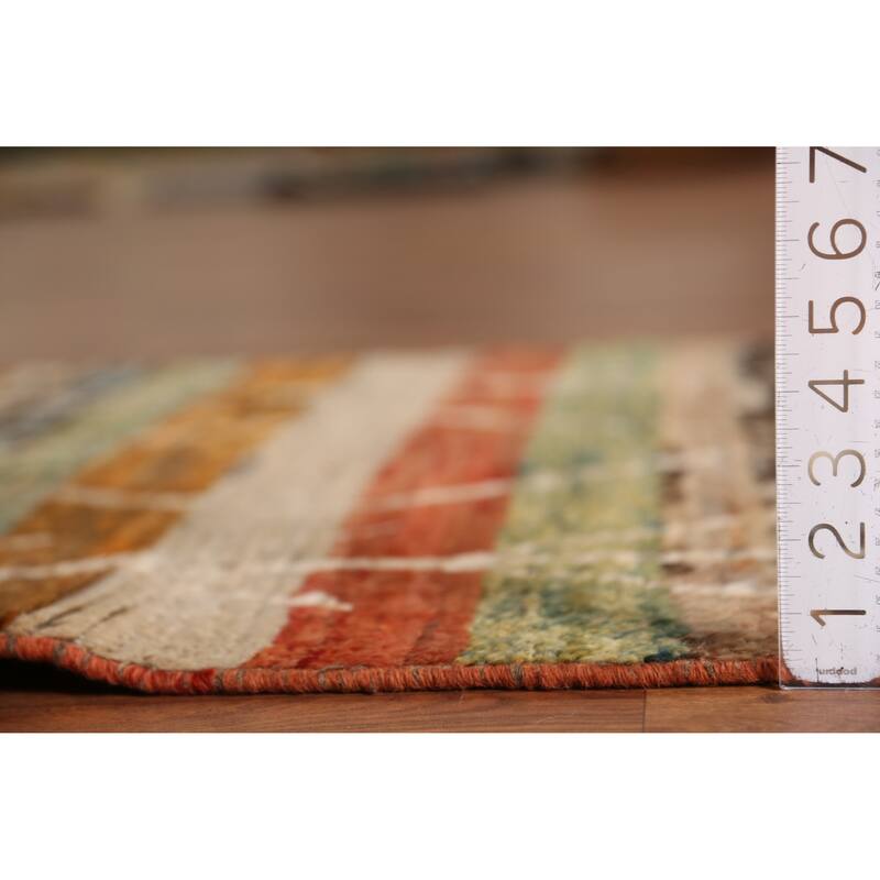 Geometric Moroccan Runner Rug Oriental Handmade Wool Carpet - 3'1" x 9'7"
