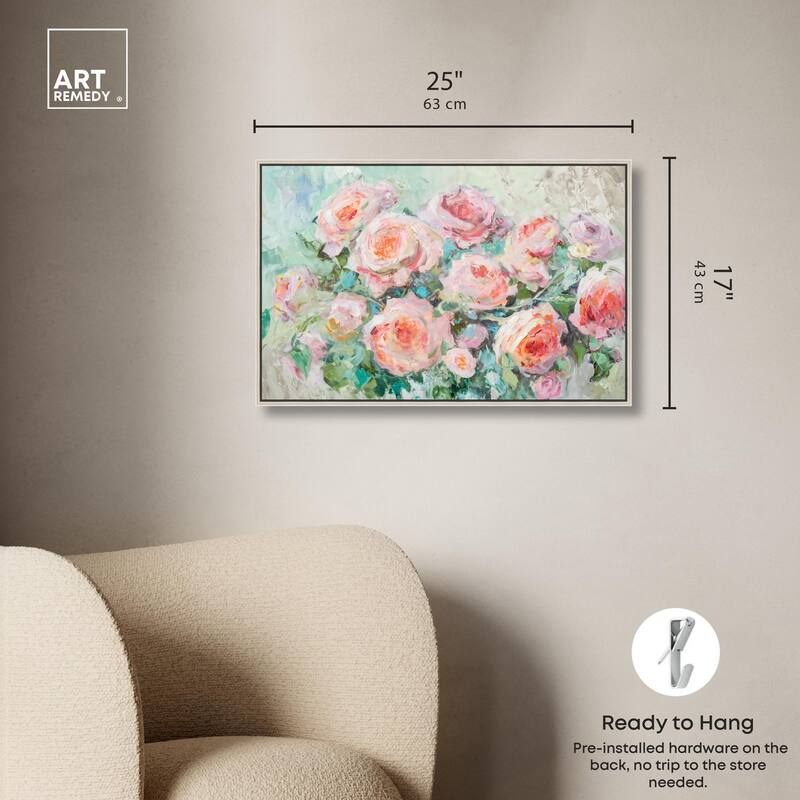 Cabbage Rose Charm Canvas by Art Remedy