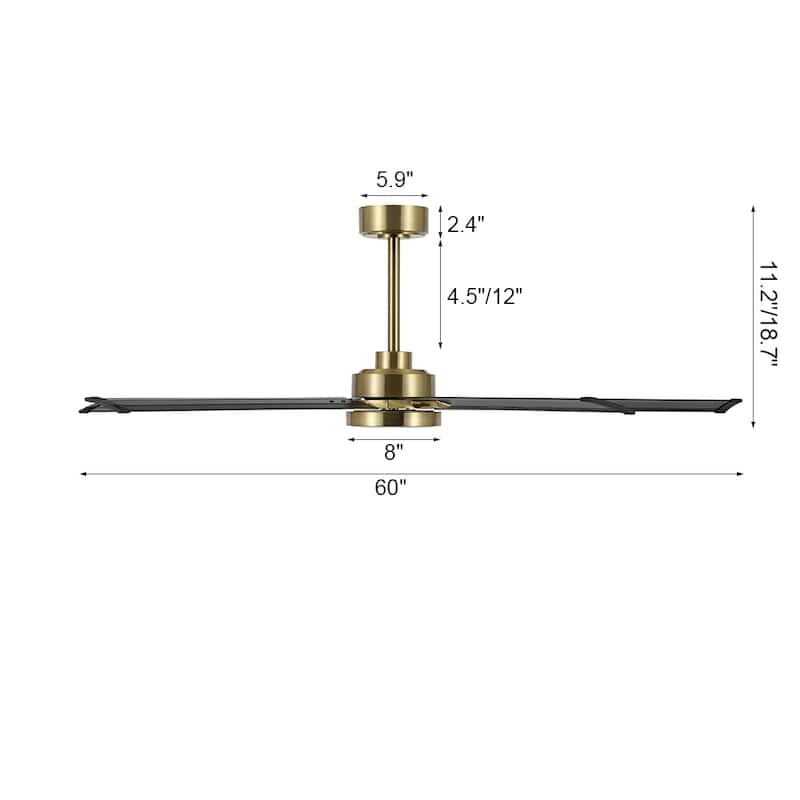 MLiAN 60 In. 5 Aluminium Blades Indoor LED Ceiling Fan with Remote, Smart Ceiling Fan - 60"
