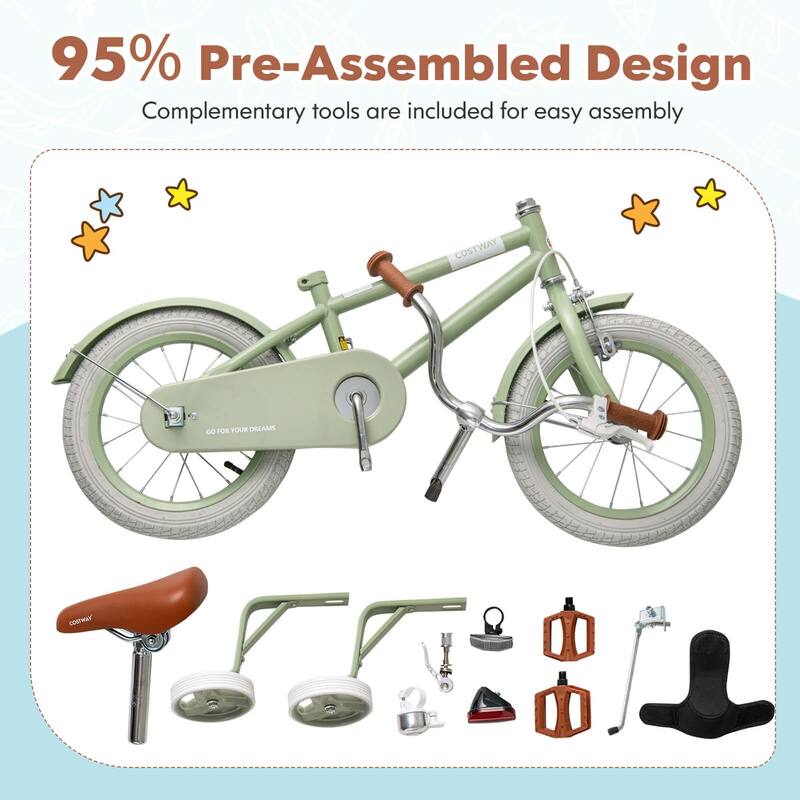 Costway 18" Kids Bike with Adjustable Saddle Handlebar Removable - See Details