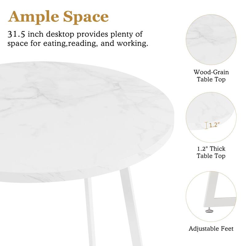 Javlergo 31.5" Round Dining Table Modern Leisure Table with Metal Leg