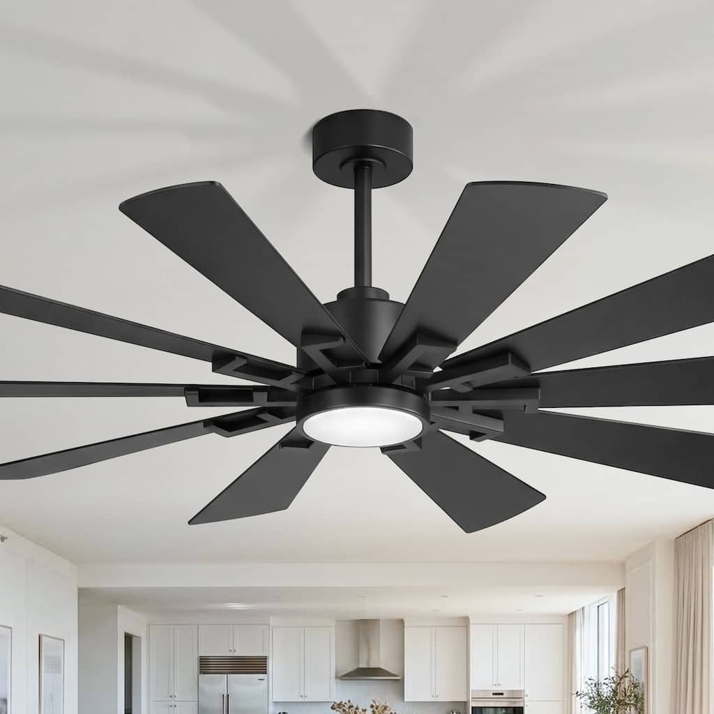 62/72-Inch Reversible 10-Blade Large Ceiling Fan with Light and Remote