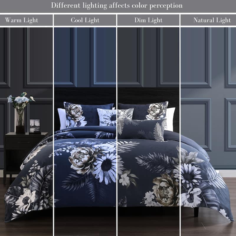 Bebejan Forget Me Not 100% Cotton Sateen 5-Piece Reversible Comforter Set