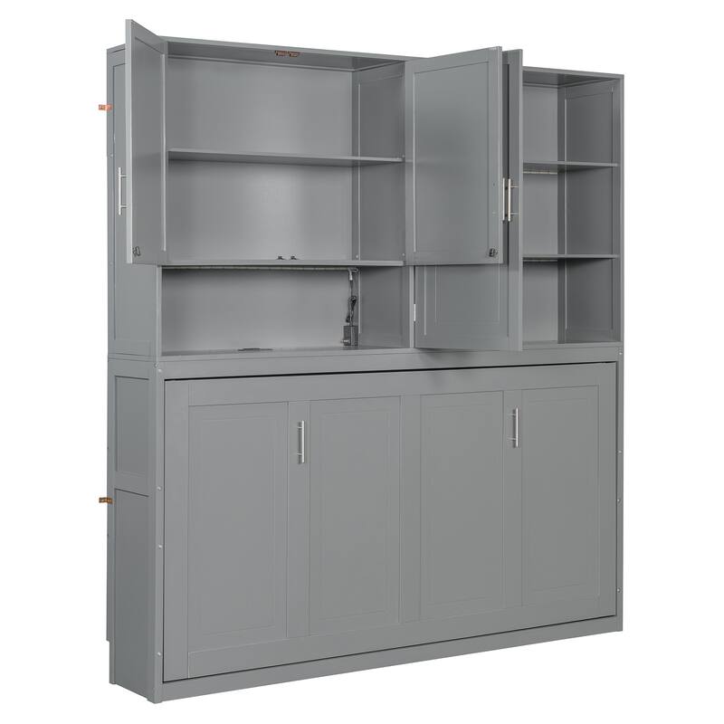 Twin Murphy Bed with Fold-Up Storage Design