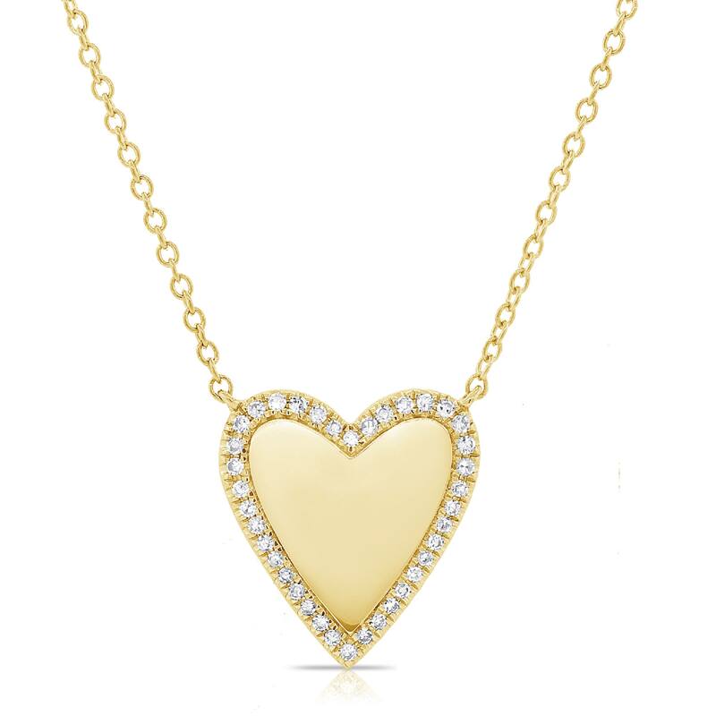 Joelle Collection Diamond Heart Pendant Necklace 14K Gold 1/7 CT TDW Heart Necklace - Adjustable Length - Yellow