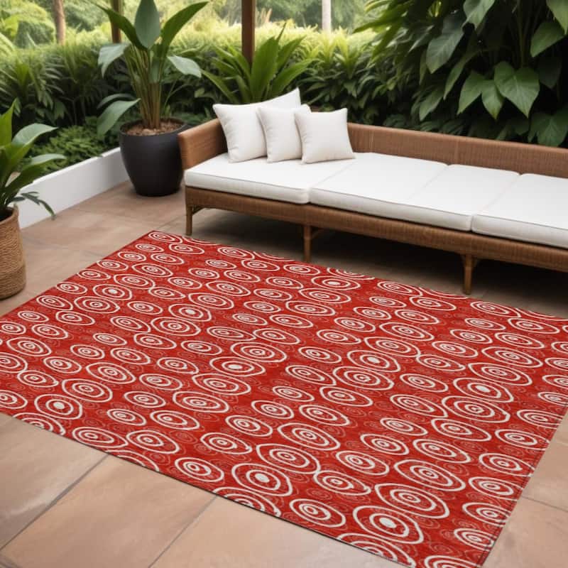 HomeRoots Geometric Transitional Rectangle Outdoor Rug - 8' X 10'