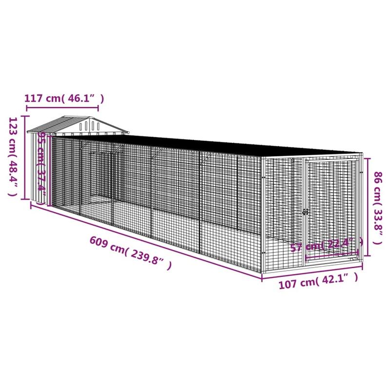 vidaXL Chicken Cage with Run Light Gray/Anthracite multisize Galvanized Steel