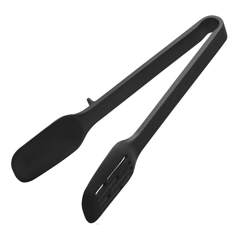 Yamazaki Home Floating Utensil - Four Styles, Silicone, Tongs - L 1.77 x W 3.94 x H 8.66 inches - Black - L 1.77 x W 3.94 x H  8.66 inches
