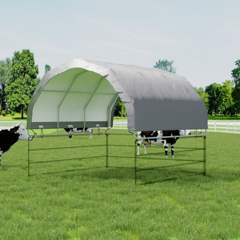 Silver-Gray Steel-Framed Outdoor Tool Sheds Canopy, Waterproof, Resists Tear, UV & Corrosion