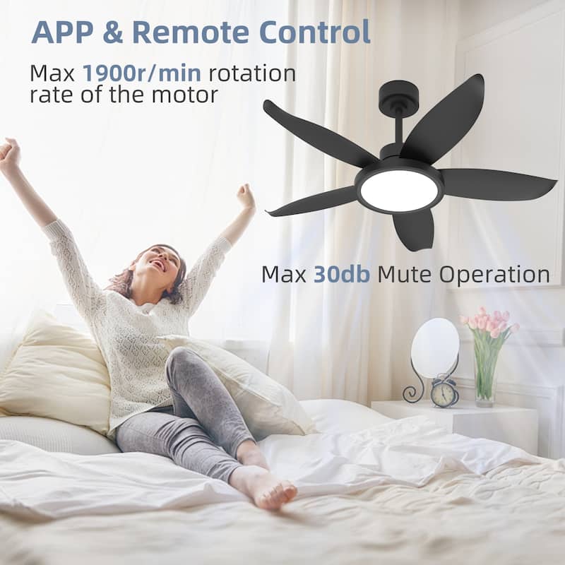 42-inch Eye-Protecting Light Source Walnut-Coloured Fan Blades High Airflow Plug-and-Play Fan Blades ABS Ceiling Fan Light