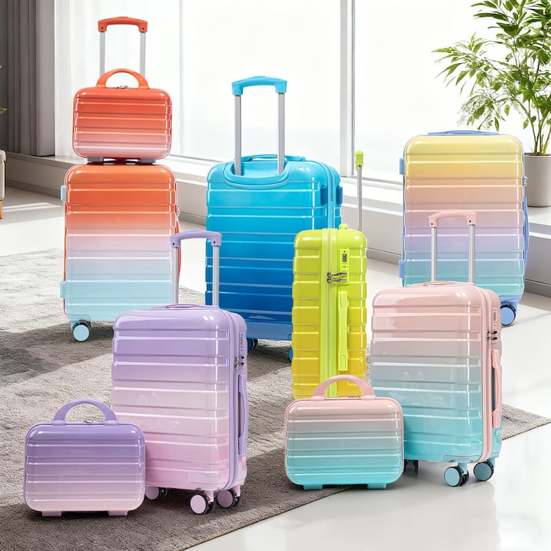 14In 20In 2 pcs in PC Spinner Wheel Luggage, Carry on Suitcase, With Gradient Color and Combination Lock