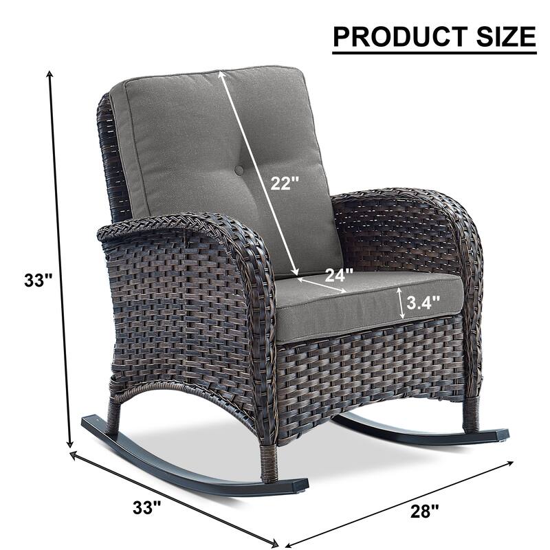 Rattan Wicker Rocker Chair Brown - Grey
