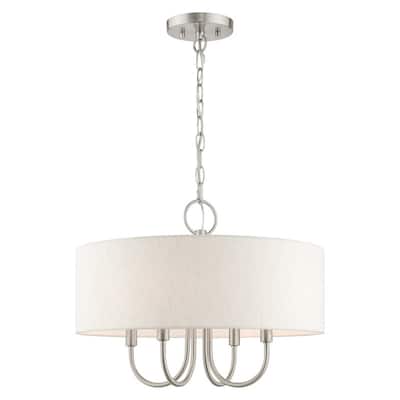 Livex Lighting 4-light Brushed Nickel Pendant Chandelier, 49804-91 - 18"W x 13.625"H