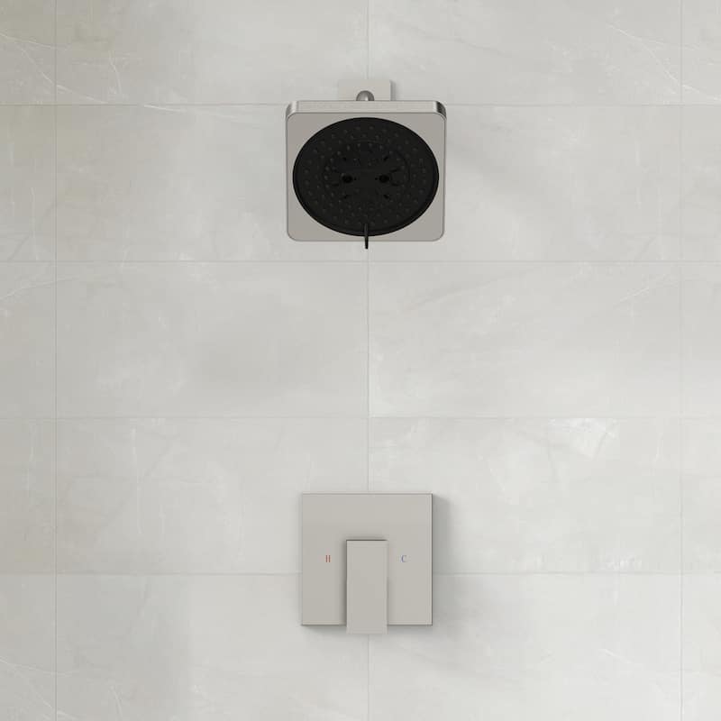 Square Shower System with 7 Spray Modes and Pressure Balance Valve