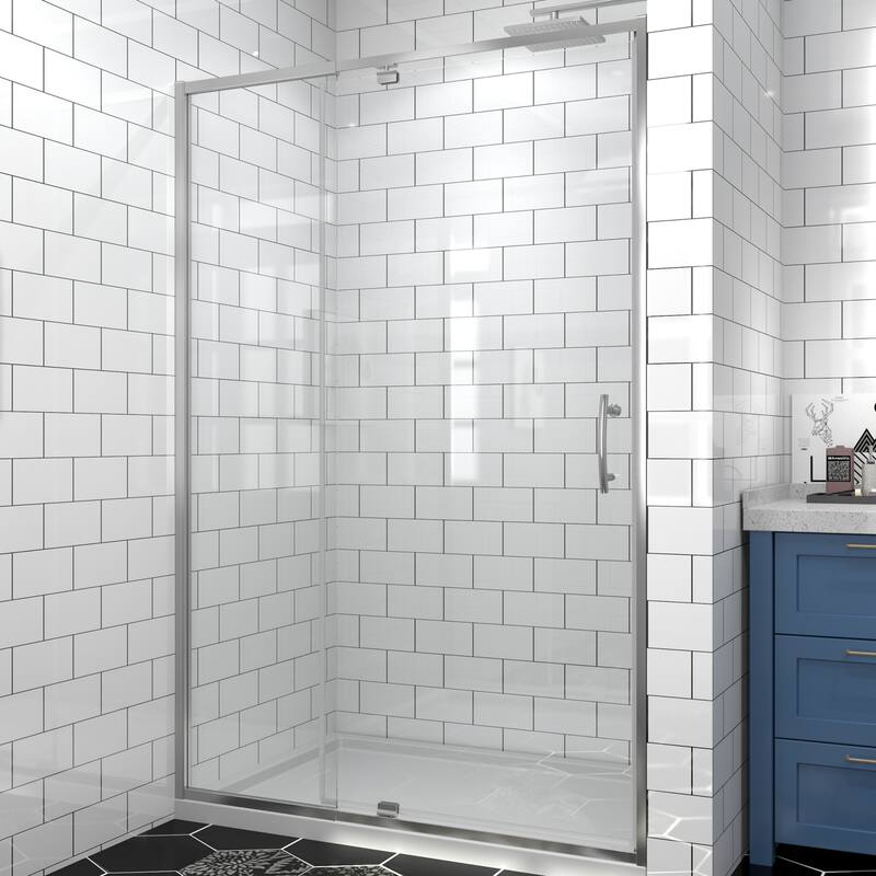 Modland 42''/48''/54''/60''W x 71''H Frameless Pivot Swing Shower Door Enclosure with 1/4" SGCC Tempered Glass Door