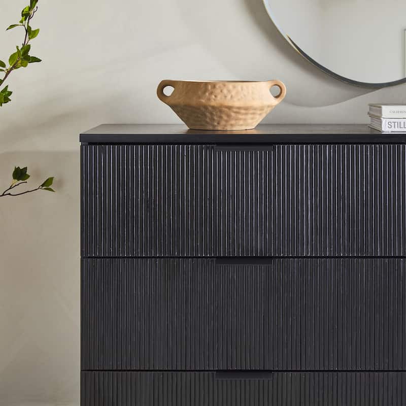 Walker Edison Six Drawer Chest with Reeded Drawer Fronts