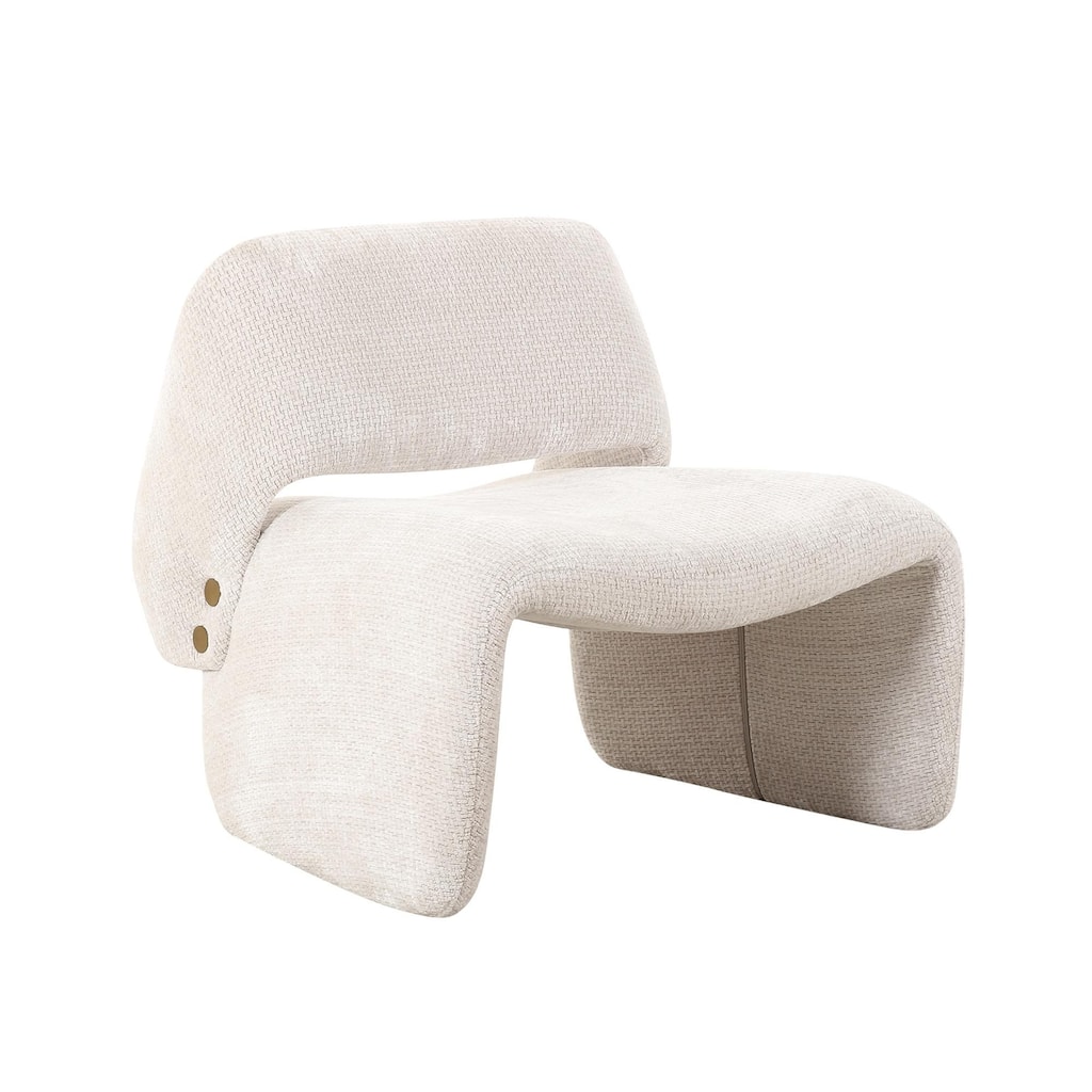 Pasargad Home Zarina Upholstered Modern Accent Chair, Ivory - W31.5"xD32.7"xH28.7"