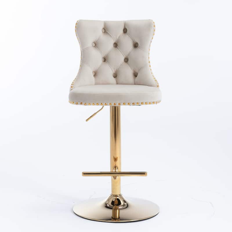 Ostweer Furniture Classic Velvet Upholstered Swivel Barstools Black Set of 2