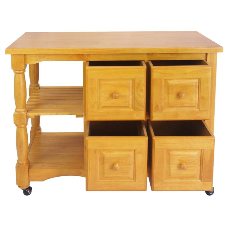 Kitchen Cart with Drawers & Shelves - Rolling Storage Island - Tiered Design