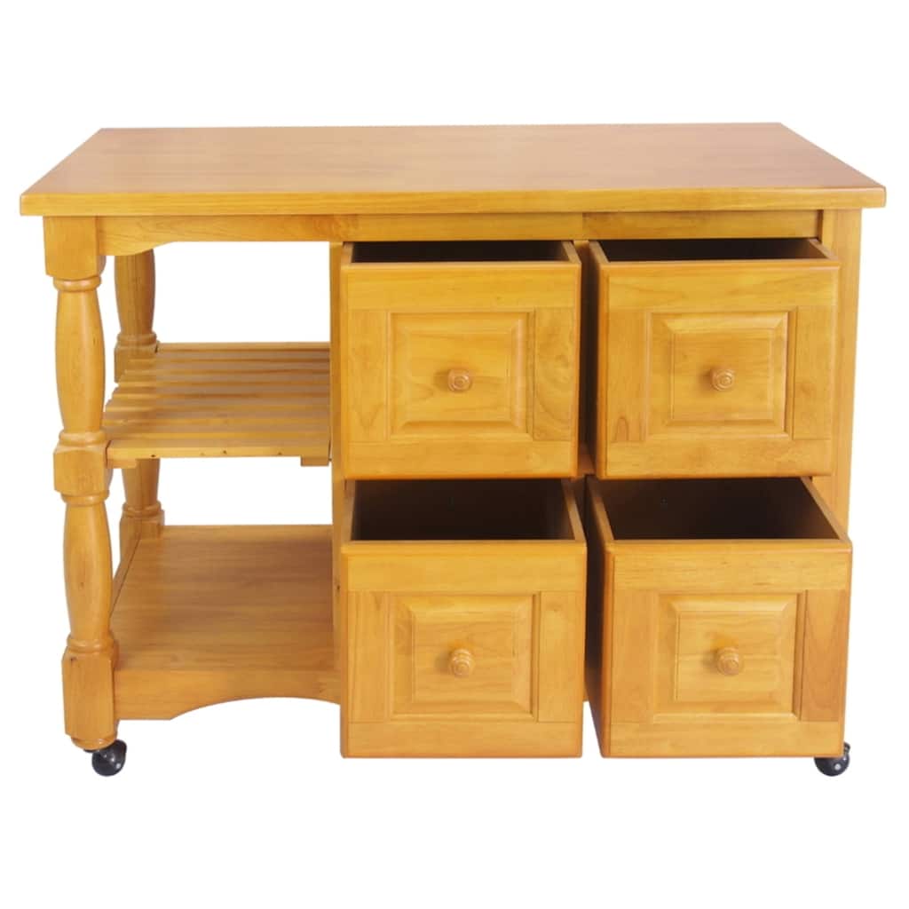 Kitchen Cart with Drawers & Shelves - Rolling Storage Island - Tiered Design