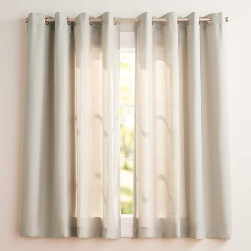 EXCLUSIVE HOME Loha Linen Grommet Top Curtain Panel Pair - 52X63 - Natural