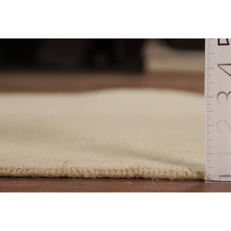 Solid Gabbeh Oriental Rug Hand-Knotted Wool Carpet - 3'7"x 7'3"