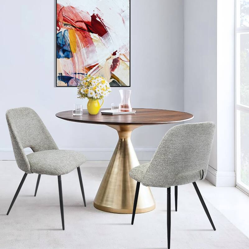 Upholstered Modern Dining Chair Cutout Back Kitchen Chairs(Set of 2) - Grey