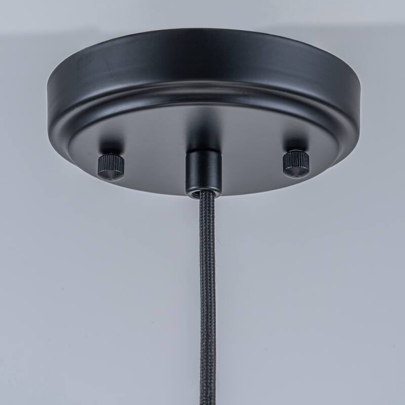 1-Light Matte Black Dome Pendant Textured Glass Kitchen Island Lights for Dining Room