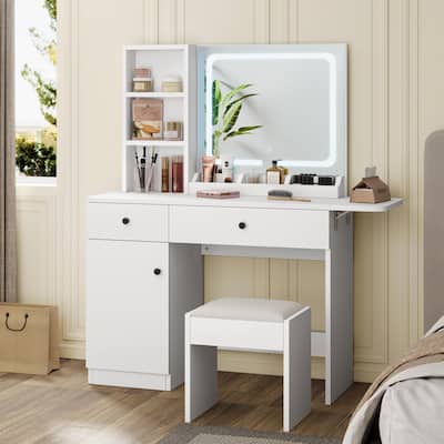 Makeup Vanity with Mirror and LED Light