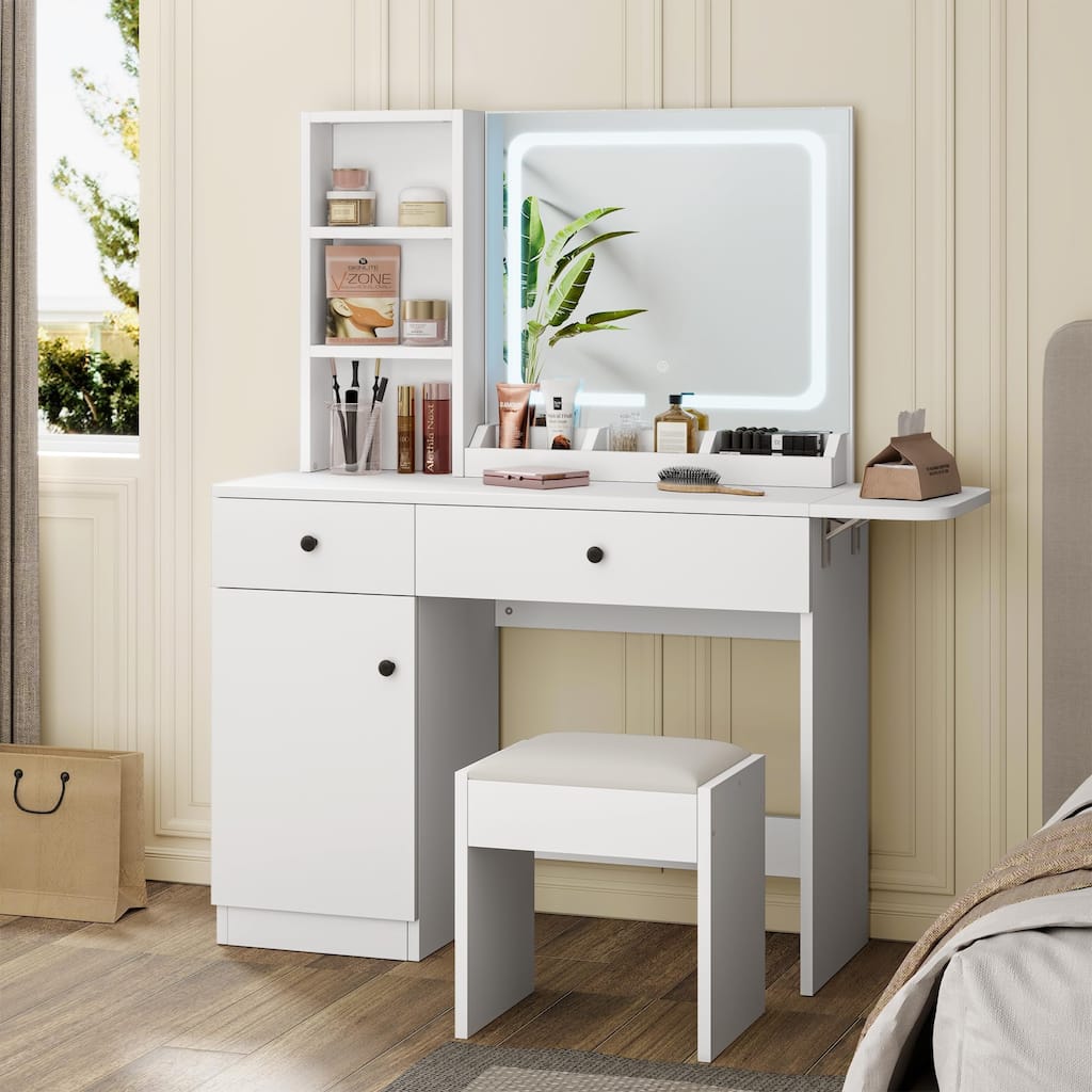 Makeup Vanity with Mirror and LED Light