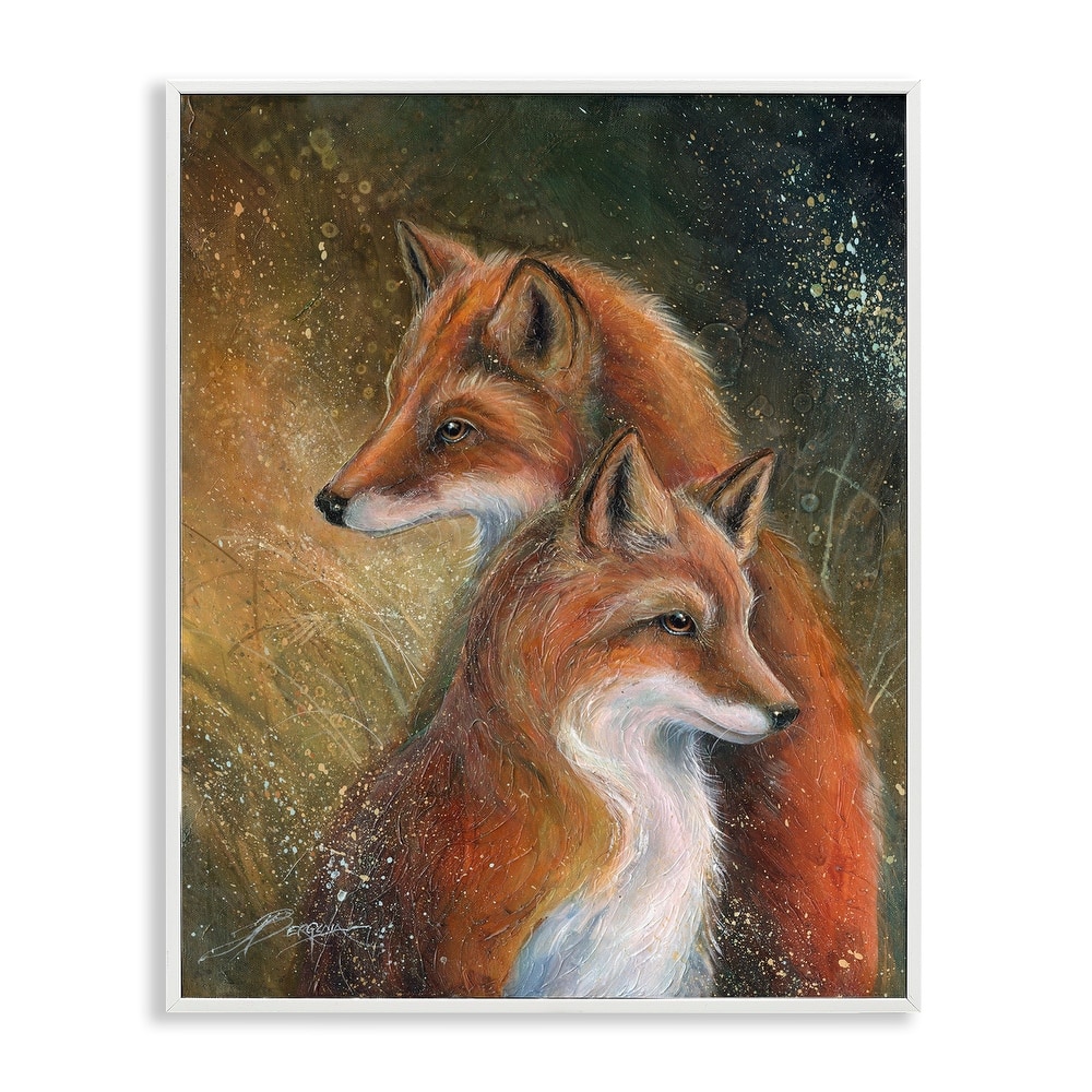 Stupell Fox Pair Portrait Framed Giclee Art Design By Jody Bergsma