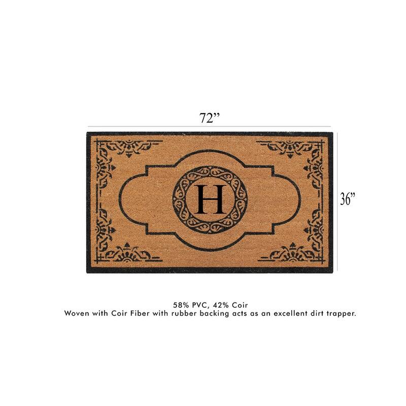 A1HC Natural Coir and PVC backing Hand-crafted Abrilina Monogrammed Double Doormat