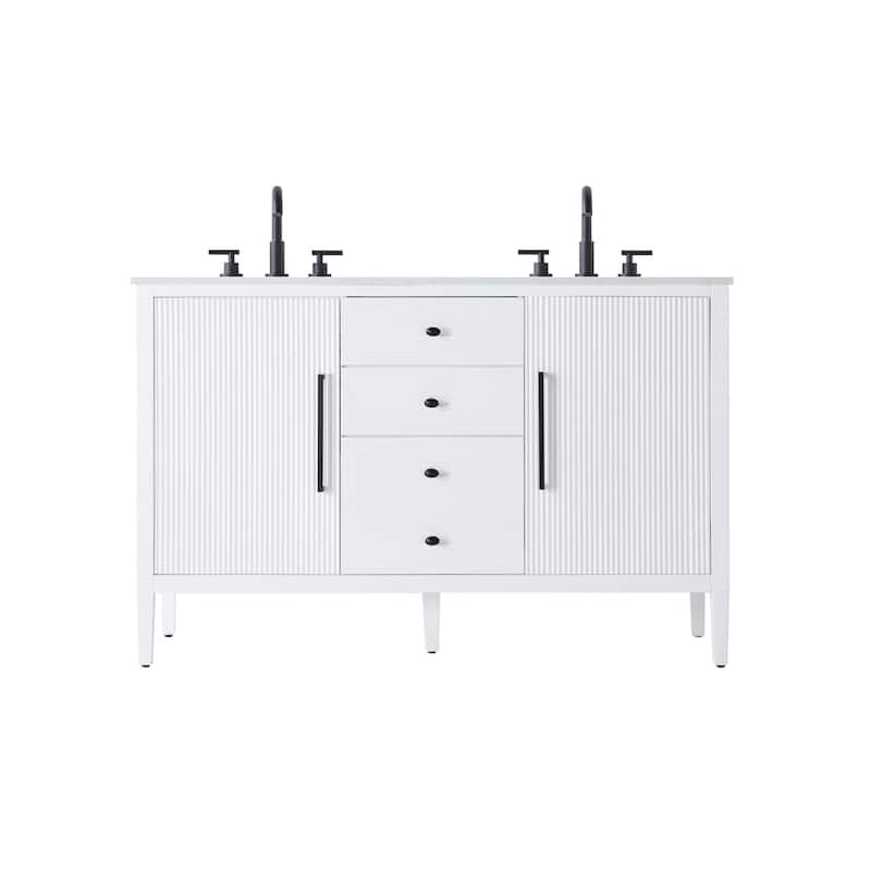 Elegant Lighting VF29654D Blakely 54" Free Standing Double Basin - White