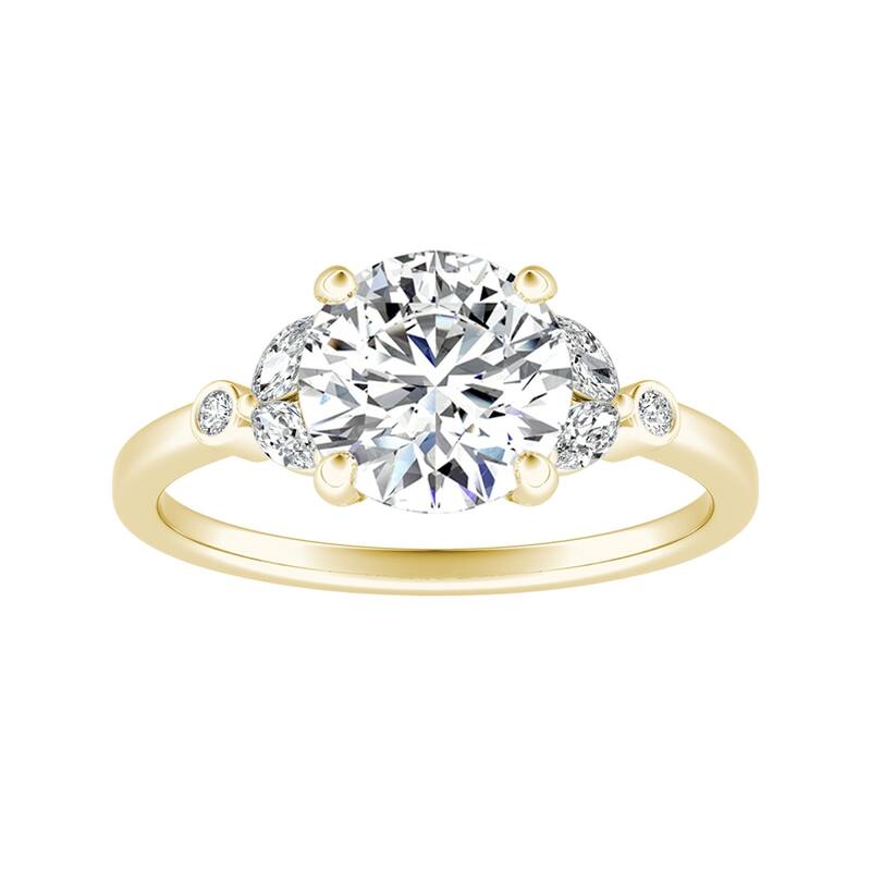 Auriya 14k Gold 2ctw Vintage Floral Moissanite and Diamond Engagement Ring 1/4ctw