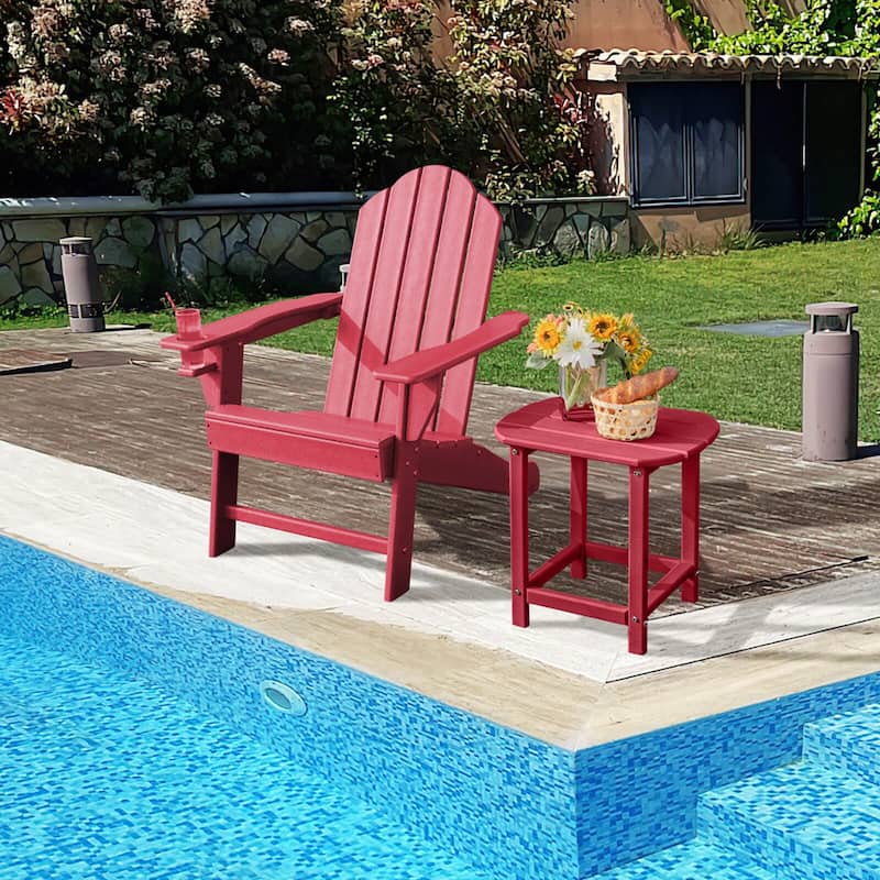 Costway Patio Adirondack Chair Weather Resistant Garden Deck W/Cup
