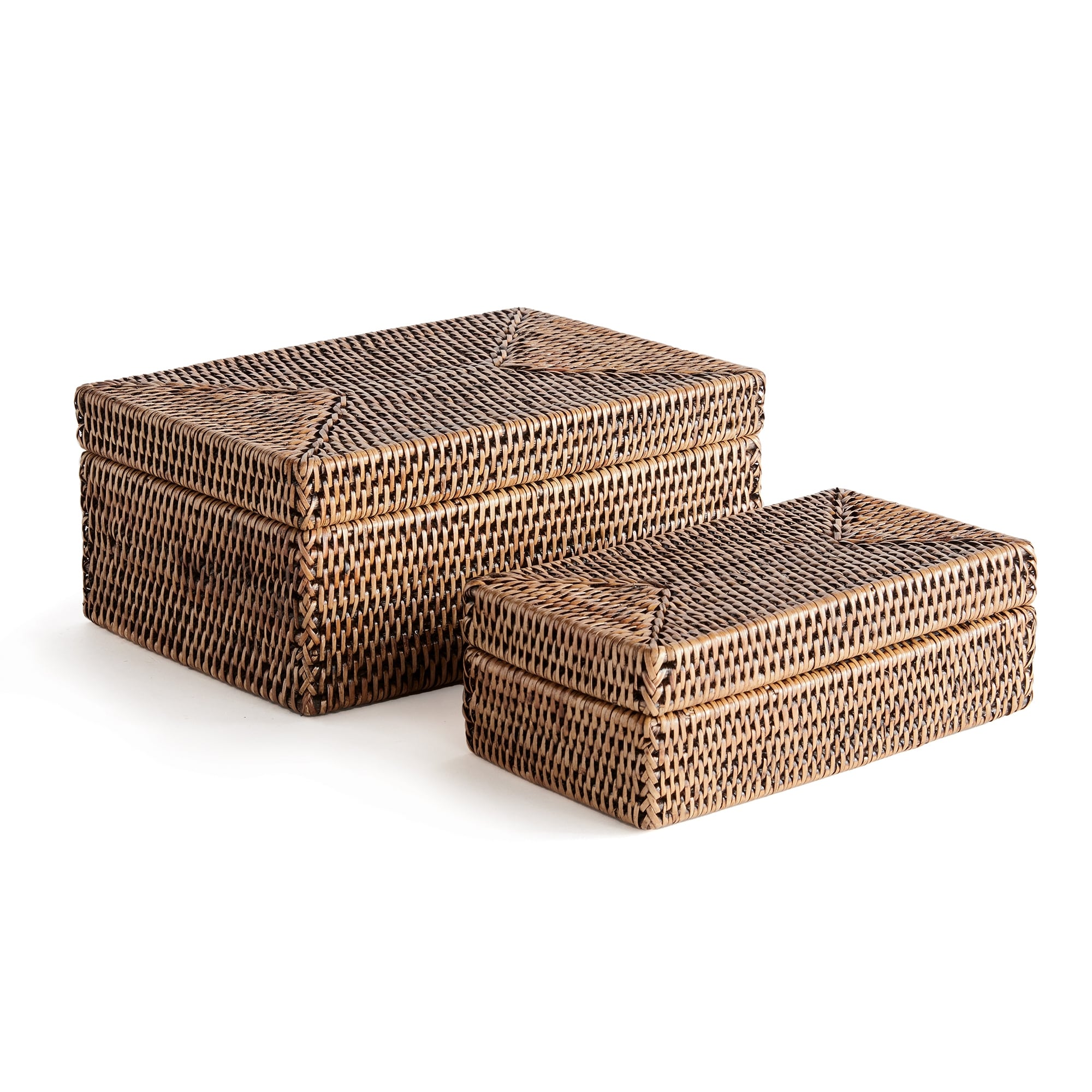 Burma Rattan Rectangular Lidded Boxes