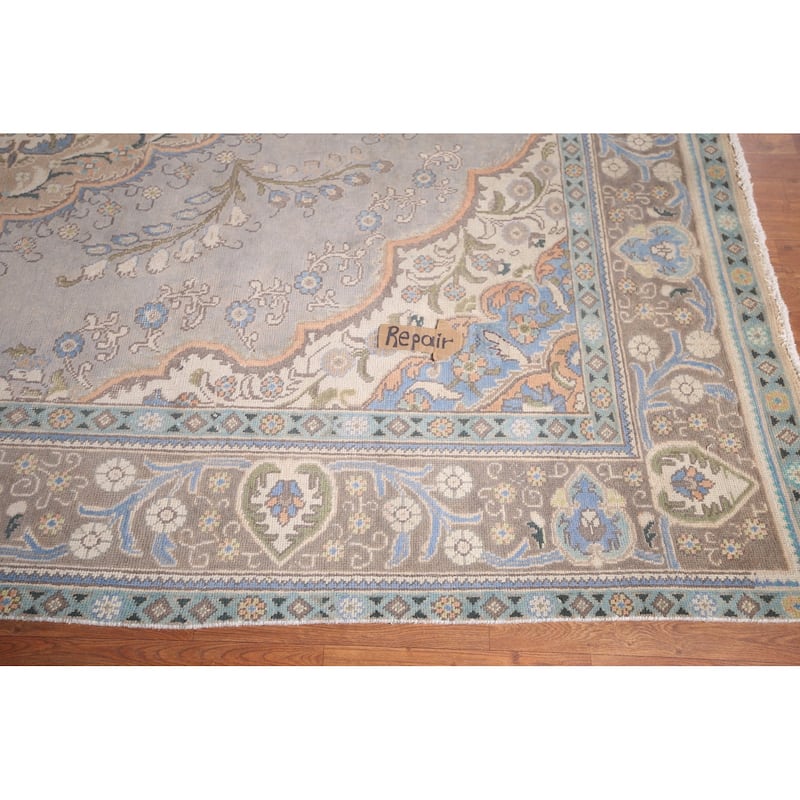 Gray Tabriz Persian Vintage Area Rug Handmade Traditional Wool Carpet - 8'5"x 11'2"