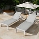 preview thumbnail 23 of 52, Cape Coral Outdoor Aluminum Chaise Lounge (Set of 2) by Christopher Knight Home - 77.56" D x 25.20" W x 11.80" H White+Light grey mesh