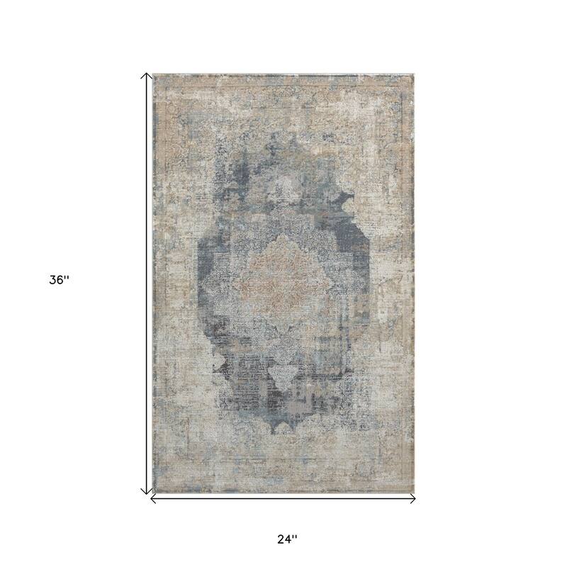 Cuzal Traditional Woven Soft Area Rug By HomeRoots - 2' X 3'