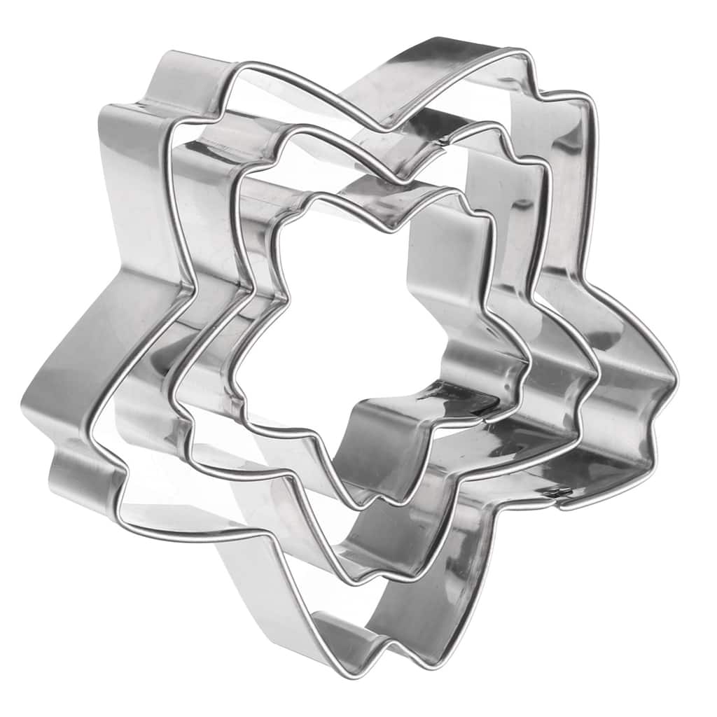 3pcs Cherry Blossom Cookie Cutter Set Assorted Sizes Flower Petal Cutters - Silver