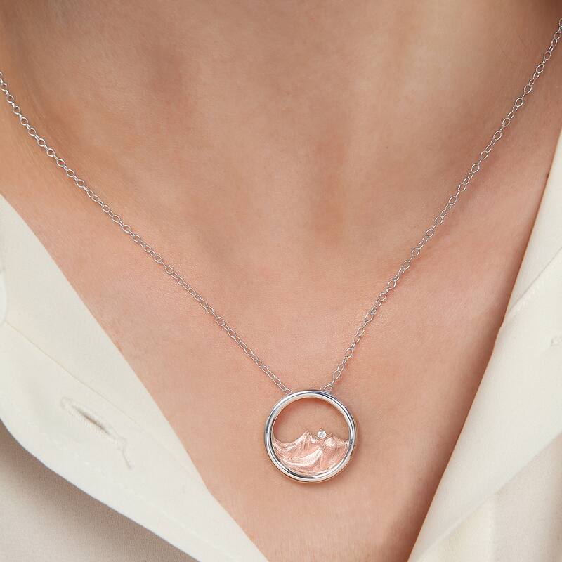 1/20ct Diamond Four Elements of Nature-Earth Pendant Necklace in Silver for Women