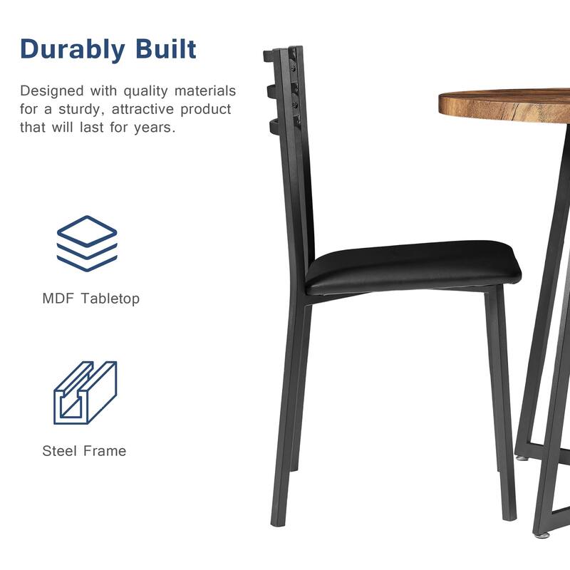 VECELO Round Dining Table, Metal Frame Dining Chairs, Modern Dining Table and Chairs Set for 2-4 People, 3 Options