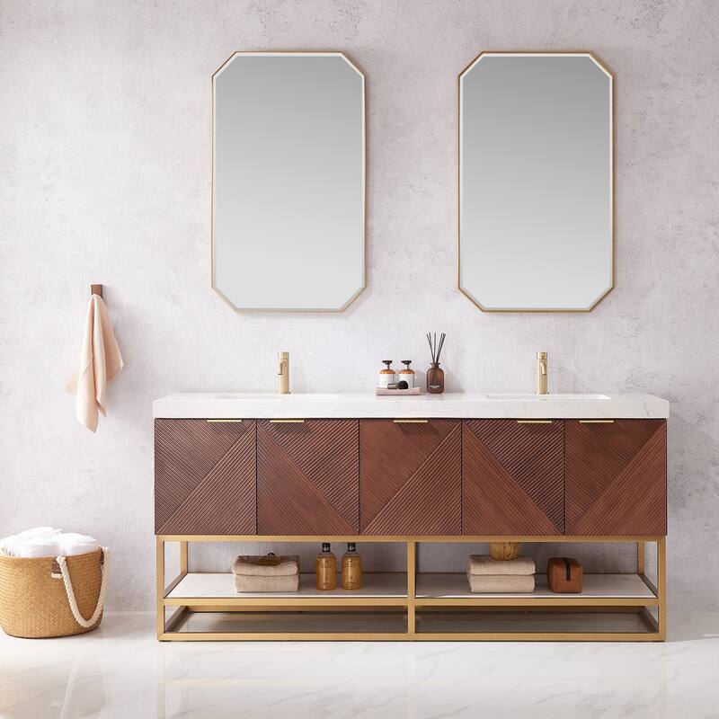 Mahon Double Bath Vanity with Composite Stone Top and Mirror