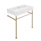 Claire Ceramic Console Sink White Basin Gold Legs