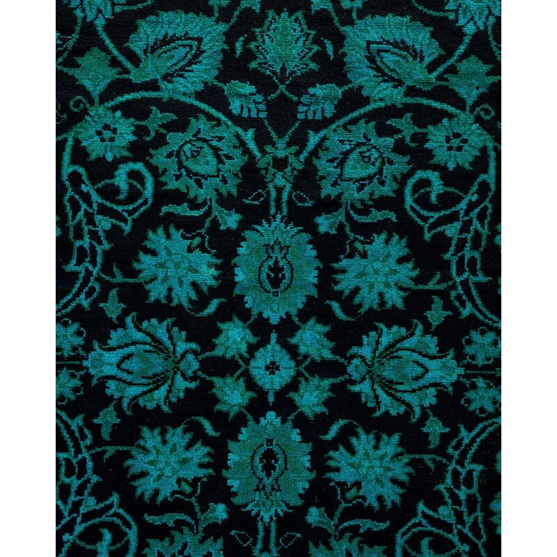 Overton Hand Knotted Wool Vintage Inspired Modern Contemporary Overdyed Black Runner Rug - 2' 7" x 10' 2"