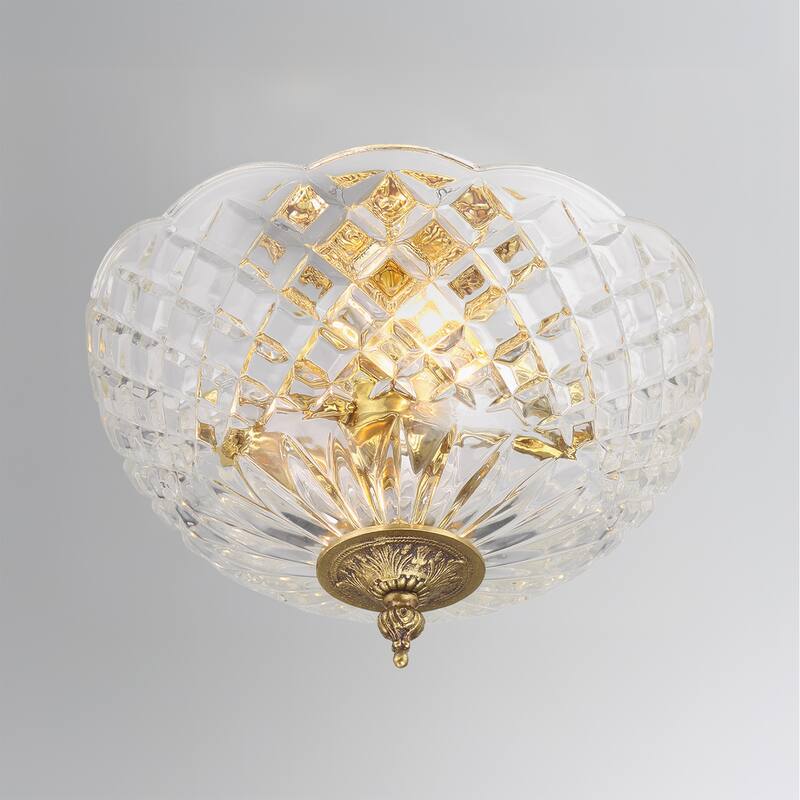 Milton 2 Light Olde Brass Semi Flush Mount - 10'' W x 10'' H